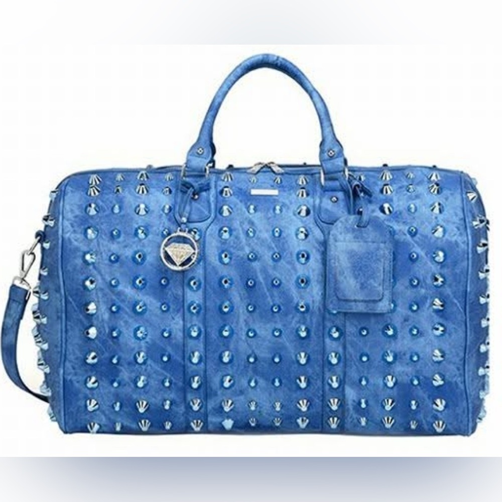 Denim Studded Fashion Duffle Bag